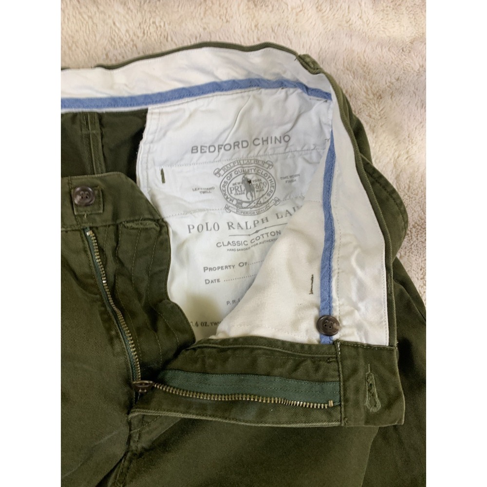 Polo Ralph Lauren Bedford Chino Pants Mens Green Classic Fit Cotton Casual 32x29 - Picture 5 of 9